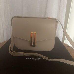 DeMellier Taupe Crossbody Bag with Gold Accents